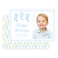 Christmas Photo Card - Delicate Stockings Trio, Blue - Landscape