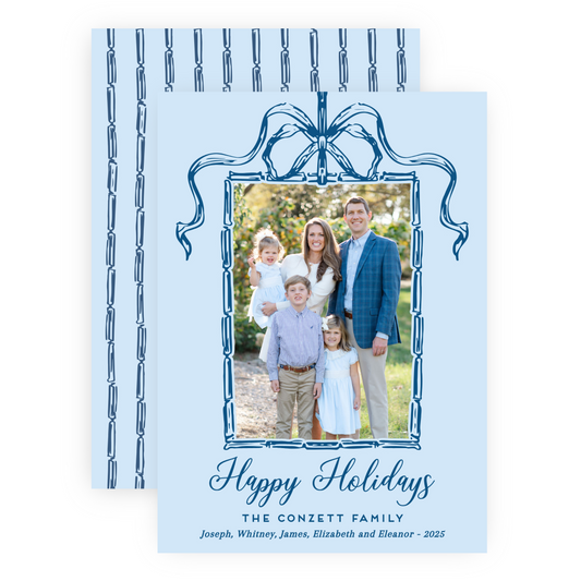 Christmas Photo Card - Bamboo Bow Frame, Winter Sky