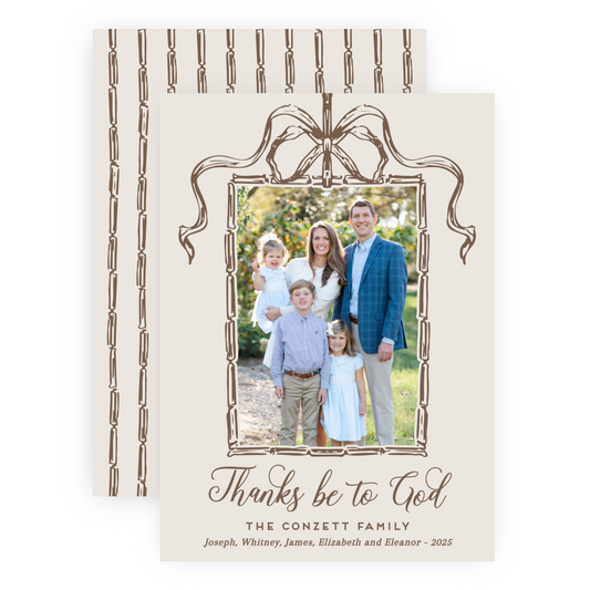 Christmas Photo Card - Bamboo Bow Frame, Chocolate