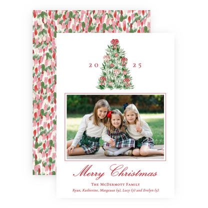 Christmas Photo Card - Tied with a Bow Tree