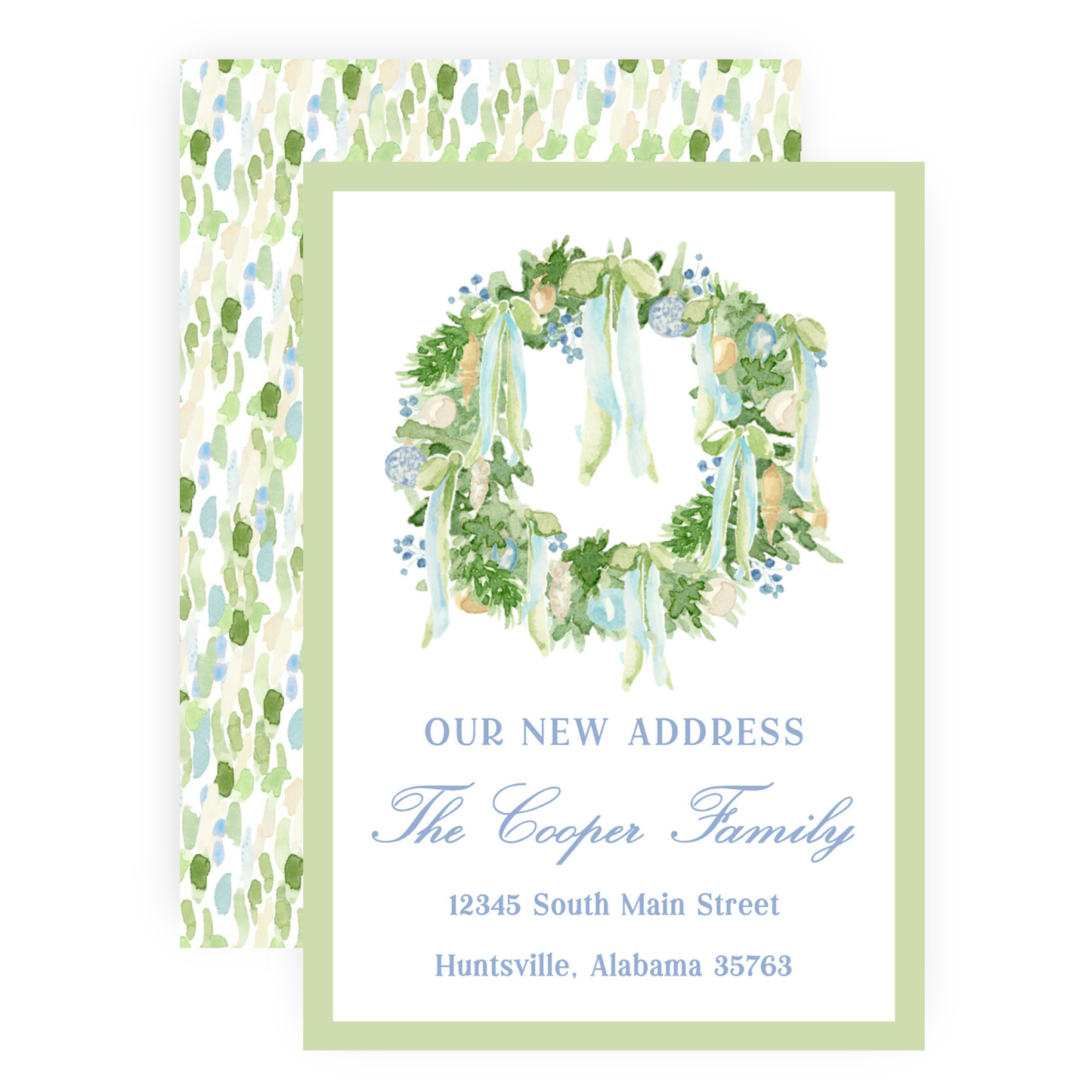 Christmas New Address Enclosure Card - Luxe Noel Wreath