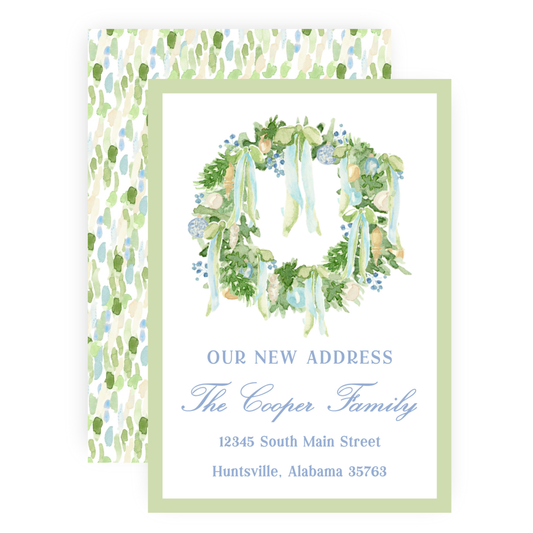 Christmas New Address Enclosure Card - Luxe Noel Wreath