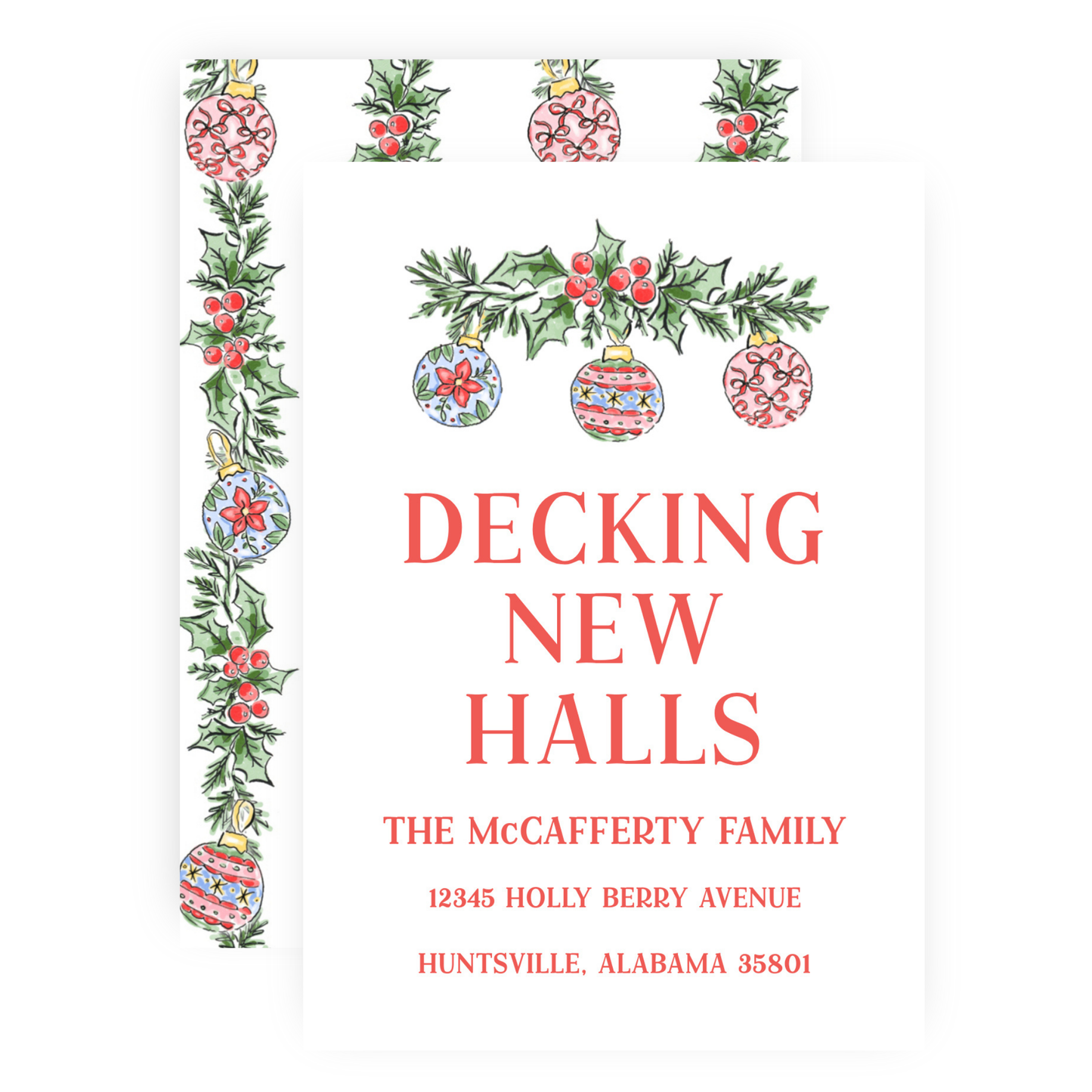 Christmas New Address Enclosure Cards - Ornamental Holly
