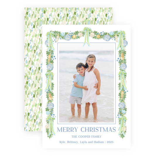 Christmas Photo Card - Luxe Noel Garland - Portrait