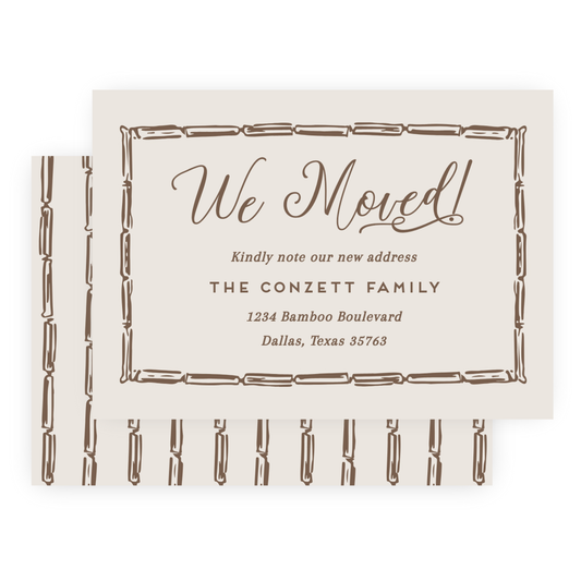 Christmas New Address Enclosure Cards - Bamboo Bow Frame, Chocolate