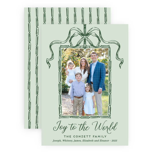 Christmas Photo Card - Bamboo Bow Frame, Evergreen