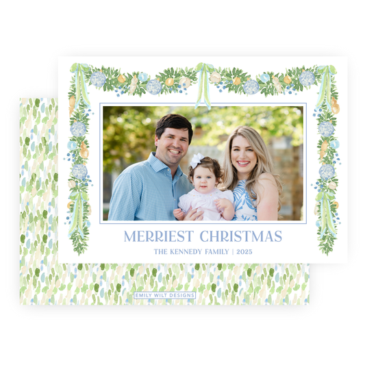 Christmas Photo Card - Luxe Noel Garland - Landscape