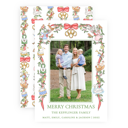Christmas Photo Card - Twelve Days of Christmas Garland - Portrait