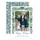 Christmas Photo Card - Tied with a Bow Garland, Blue - Portrait