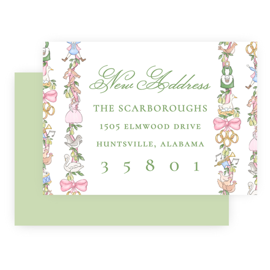 Christmas New Address Enclosure Cards - Twelve Days of Christmas Pastel