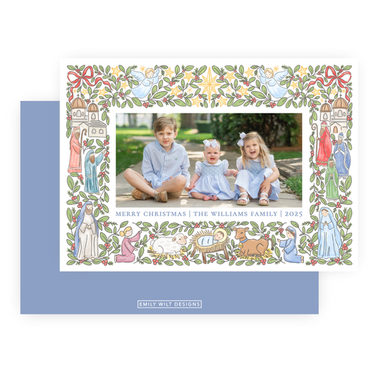 Christmas Photo Card - Festive Nativity Frame - Landscape