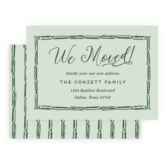Christmas New Address Enclosure Cards - Bamboo Bow Frame, Evergreen
