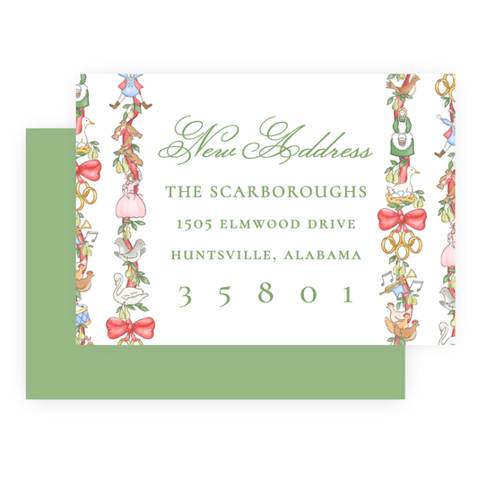 Christmas New Address Enclosure Cards - Twelve Days of Christmas