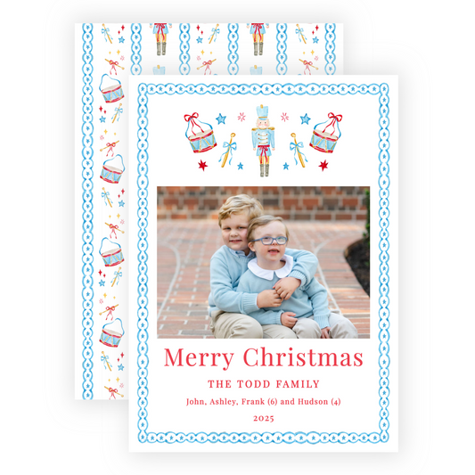 Christmas Photo Card - Santa's Soldiers, Blue - Portrait