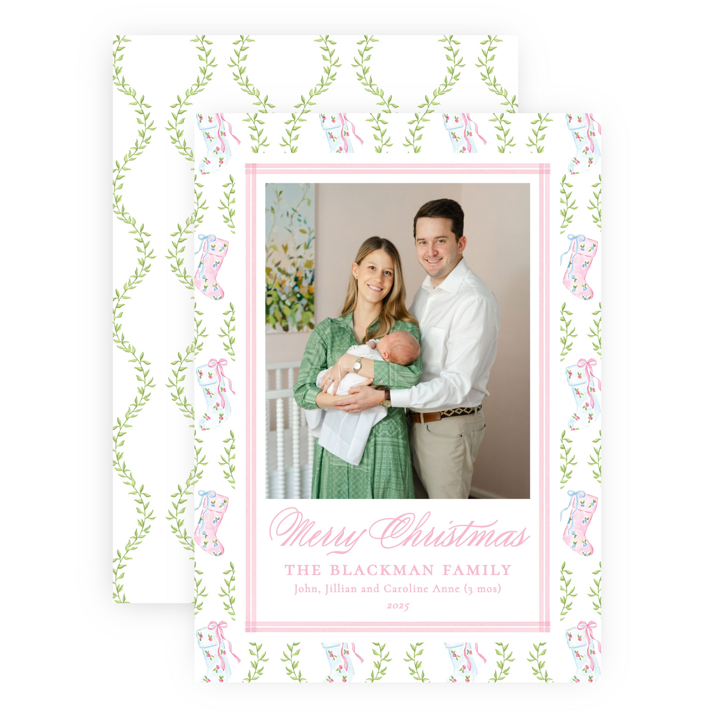 Christmas Photo Card - Delicate Stockings - Portrait