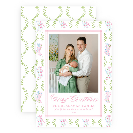 Christmas Photo Card - Delicate Stockings - Portrait