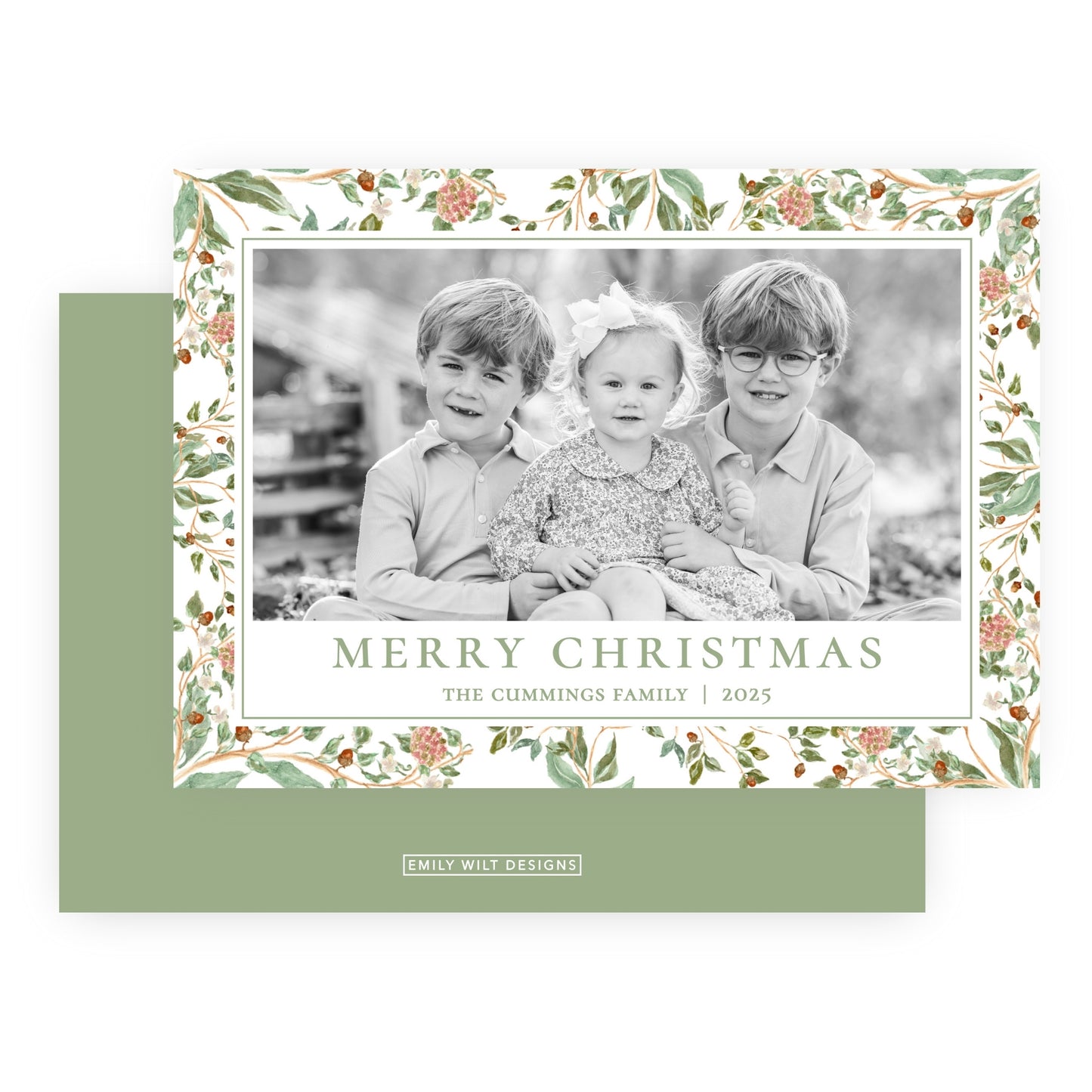 Christmas Photo Card - Winter Chinoiserie (Landscape)