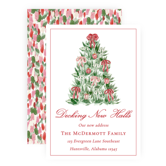 Christmas New Address Enclosure Cards - Tied with a Bow Tree