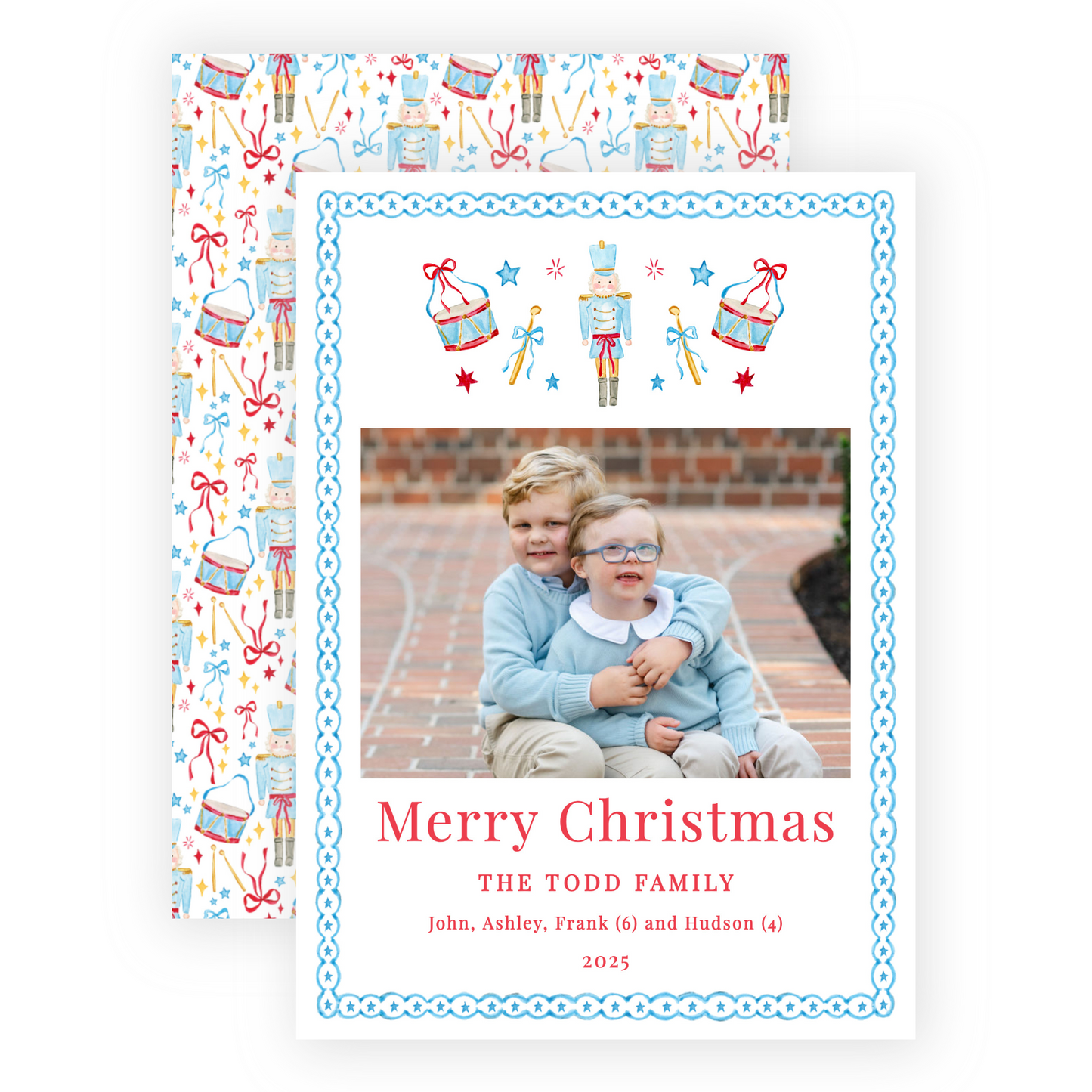 Christmas Photo Card - Santa's Soldiers, Blue - Portrait