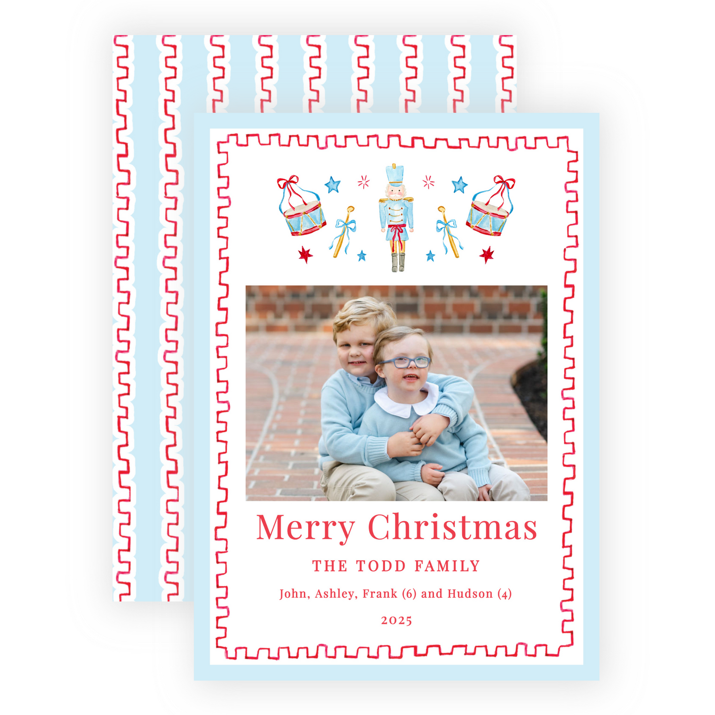 Christmas Photo Card - Santa's Soldiers, Red - Portrait