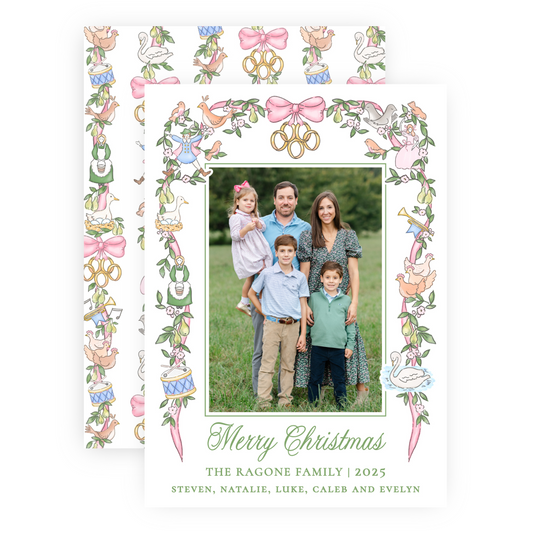 Christmas Photo Card - Twelve Days of Christmas Garland (Script) - Portrait