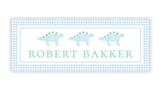 Personalized Water-Resistant Name Labels for School Supplies | 60 Pack (1x2.625") | Dinosaurs