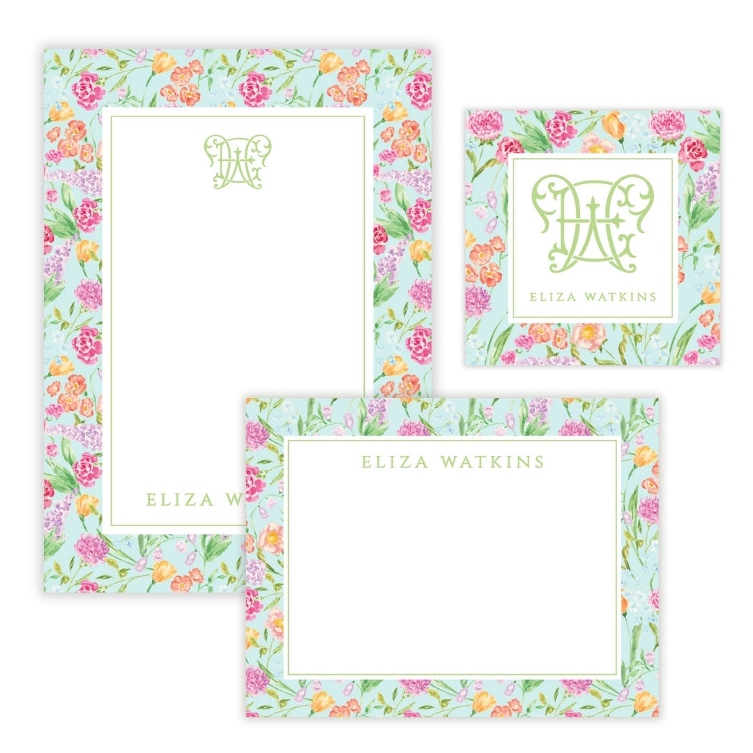 Personalized Mother’s Day stationery set with note cards, notepad, and gift tags