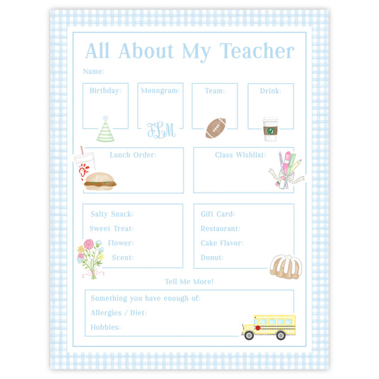 PRINTABLE Teacher Questionnaire (Blue)