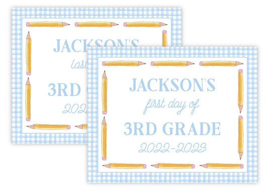 PRINTABLE First and Last Day of School Sign - Yellow Pencils (Blue)