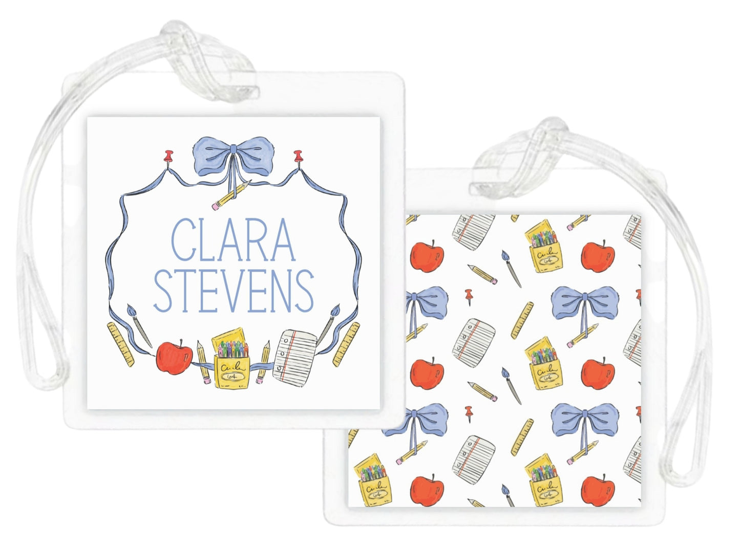 Laminated Bag Tag - Back to School Crest (Blue)