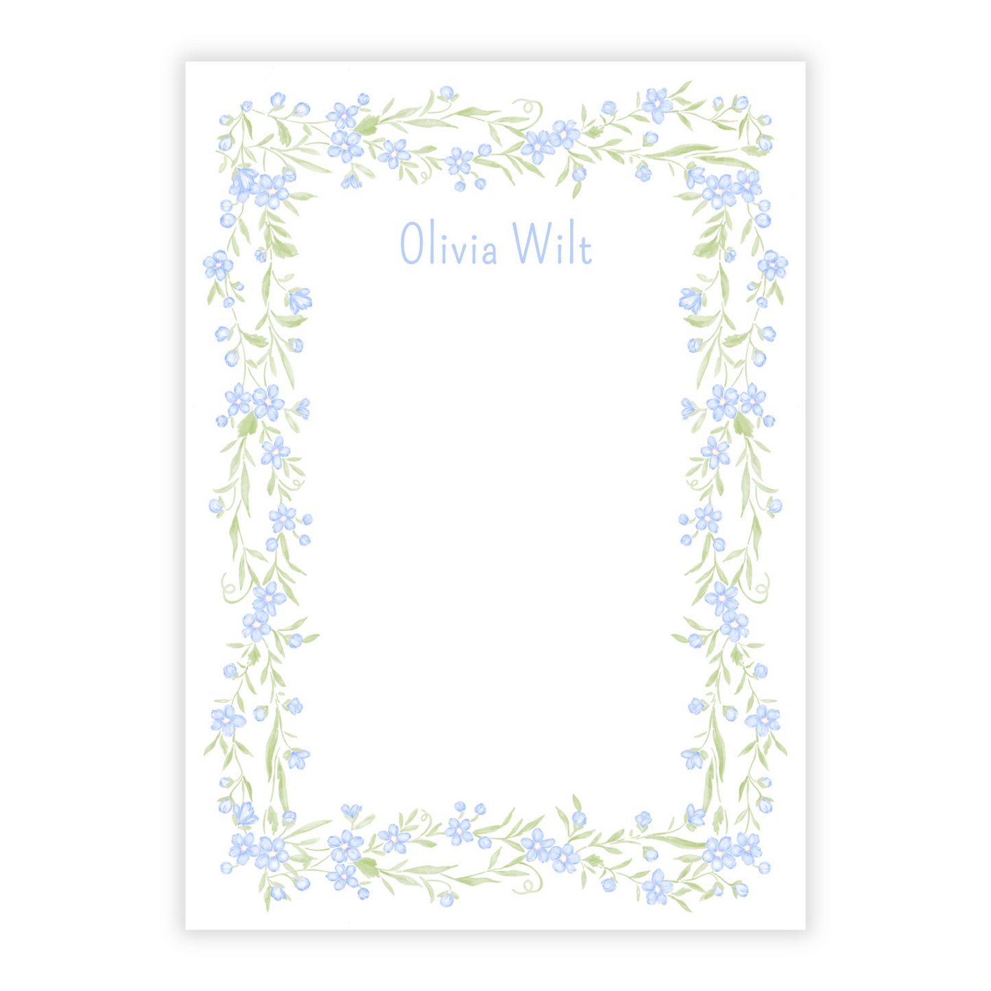 Blue Floral Toile Personalized Notepad