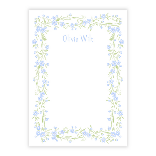 Blue Floral Toile Personalized Notepad
