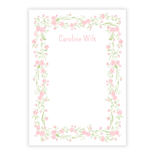Peach Floral Toile Personalized Notepad