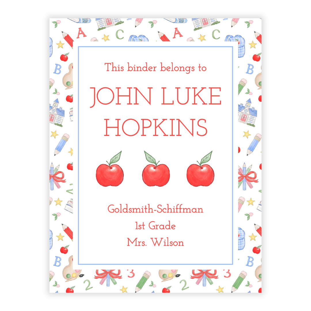 PRINTABLE Binder Cover - Preppy School Apples