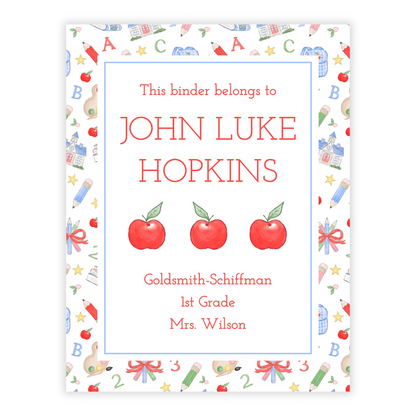 PRINTABLE Binder Cover - Preppy School Apples