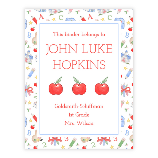 PRINTABLE Binder Cover - Preppy School Apples