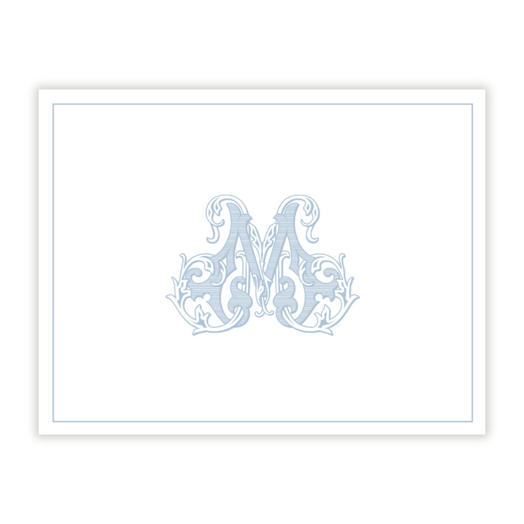 Monogrammed Folded Note Cards – Custom Colors – Emily Wilt Designs