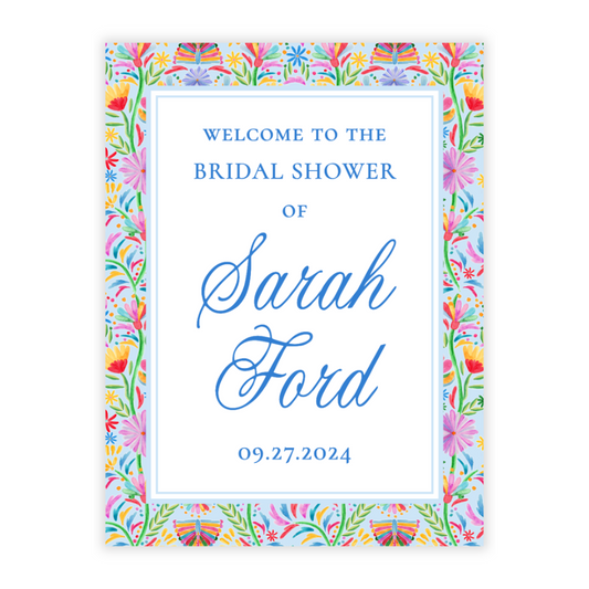 Fiesta Bridal Shower Welcome Sign PDF File (Blue)