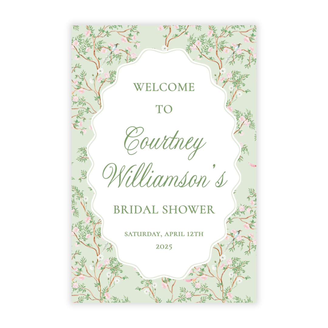 Spring Chinoiserie Bridal Shower Welcome Sign PDF File