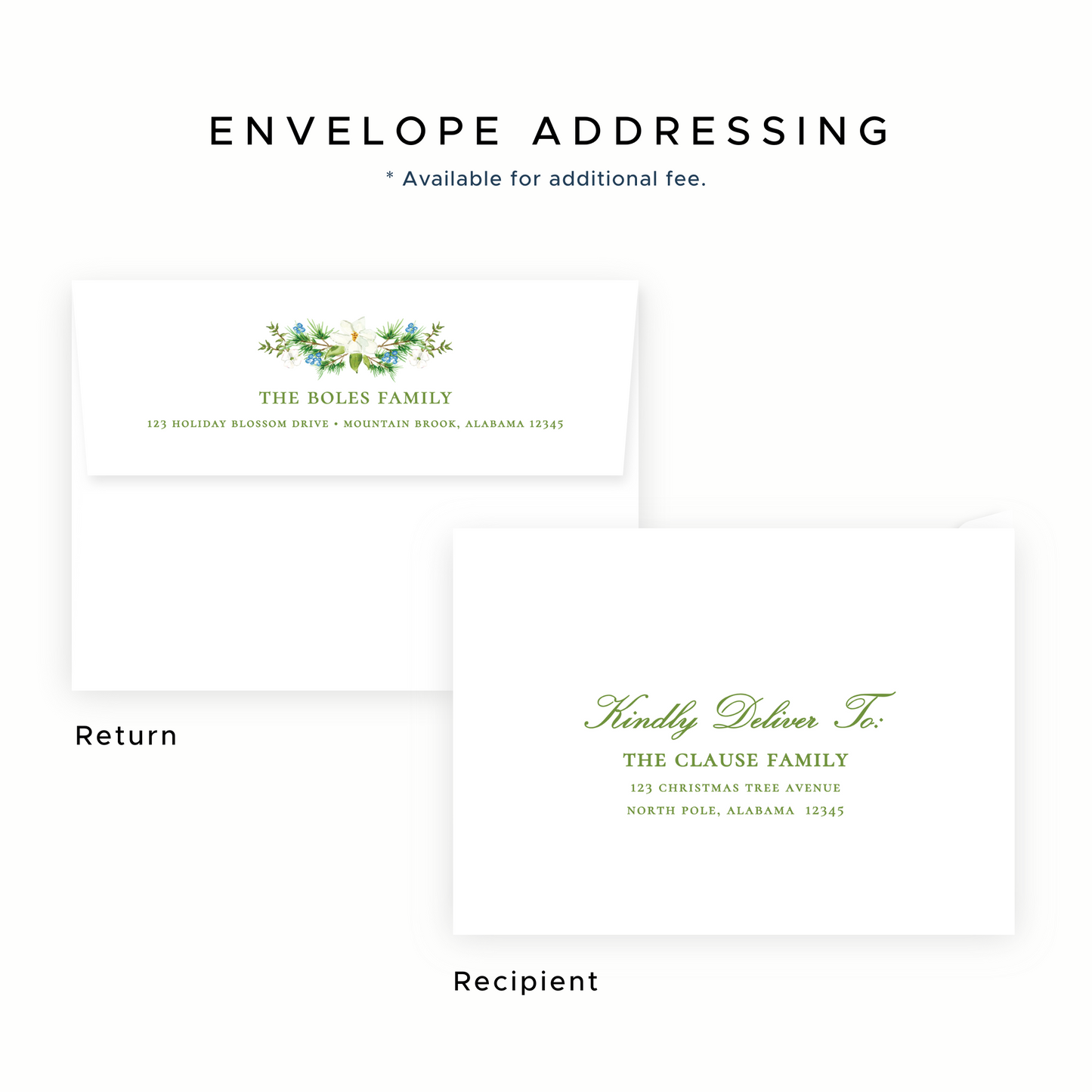 Christmas Photo Card - Holiday Blossoms, Blue - Landscape