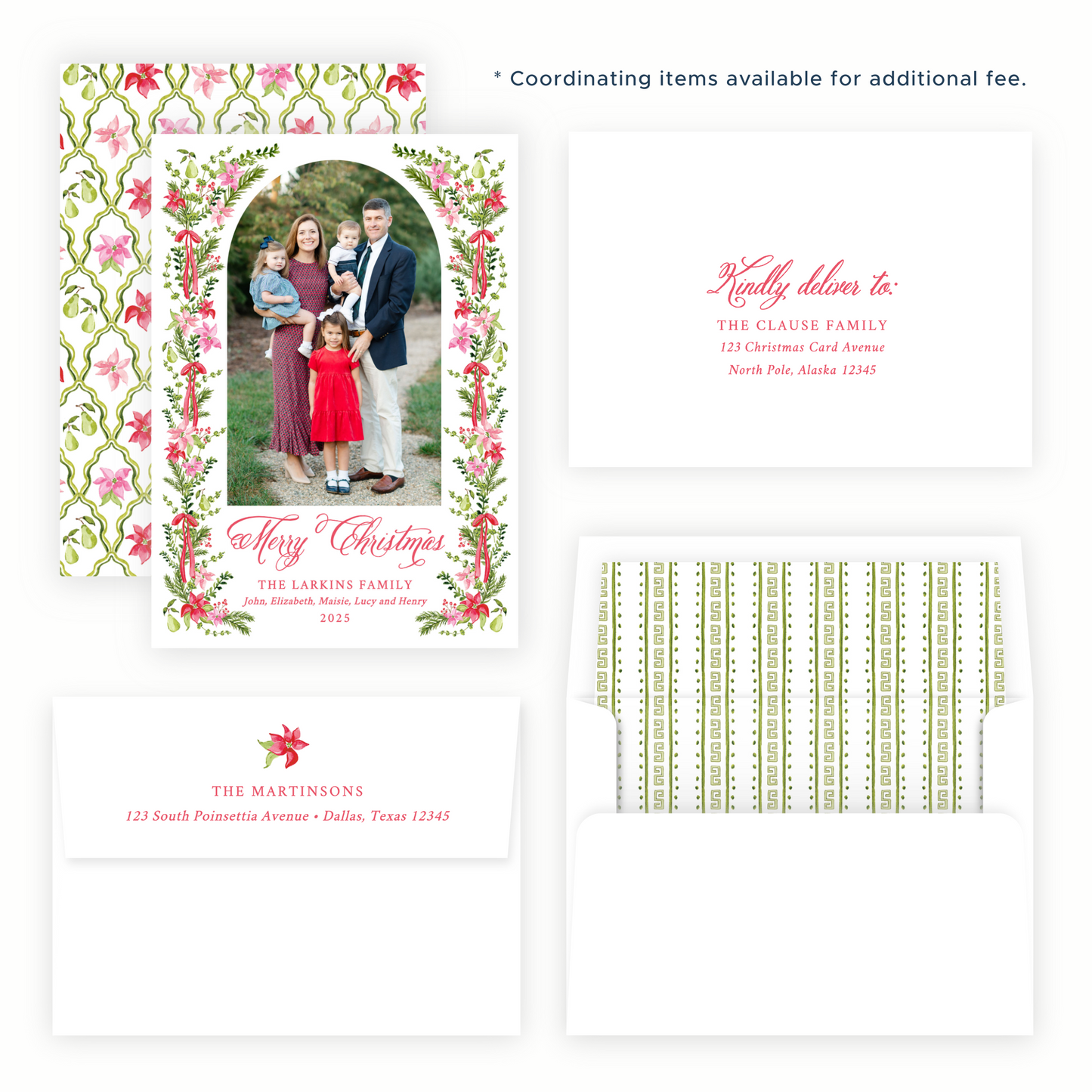 Christmas Photo Card - Poinsettia Garden, Red - Portrait