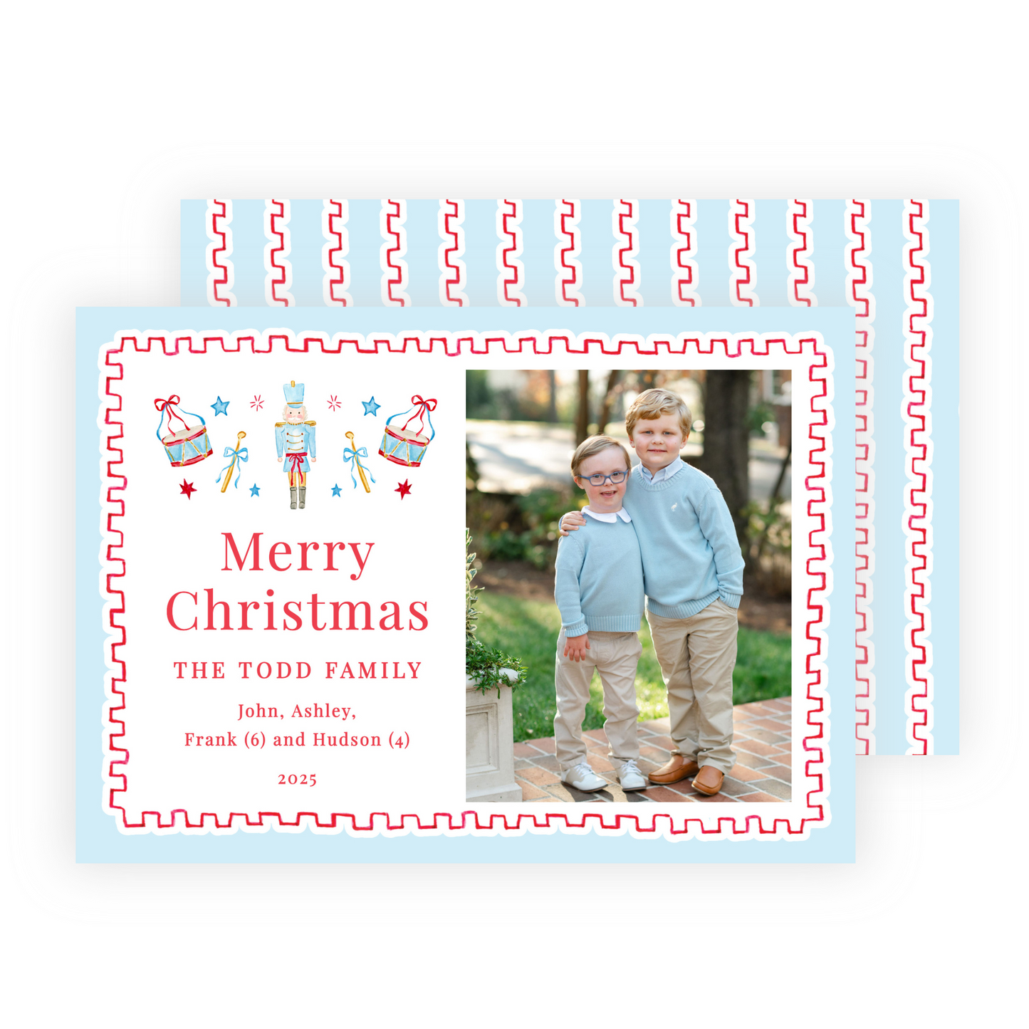 Christmas Photo Card - Santa's Soldiers, Red - Landscape