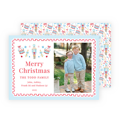 Christmas Photo Card - Santa's Soldiers, Red - Landscape