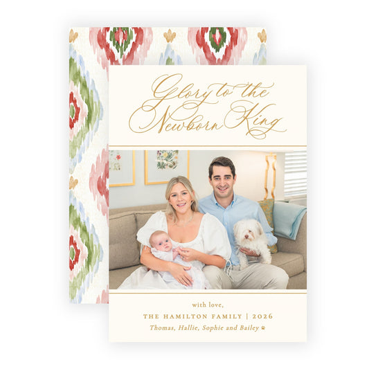 Christmas Photo Card - Merry Ikat 1