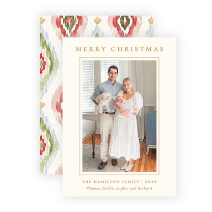 Christmas Photo Card - Merry Ikat 1
