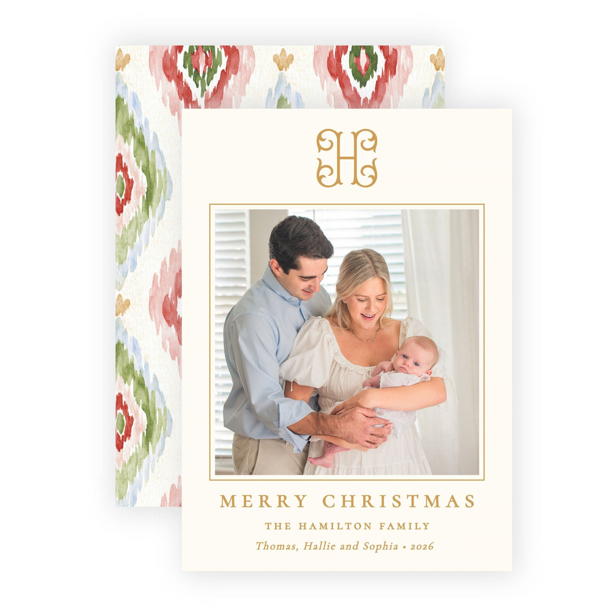 Christmas Photo Card - Merry Ikat 1