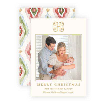 Christmas Photo Card - Merry Ikat 1