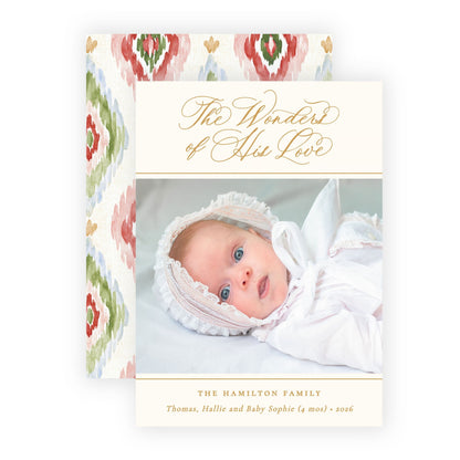 Christmas Photo Card - Merry Ikat 1