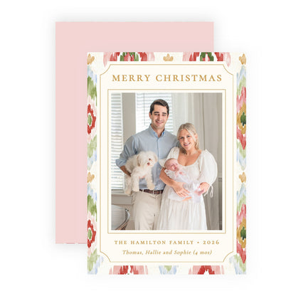 Christmas Photo Card - Merry Ikat 1