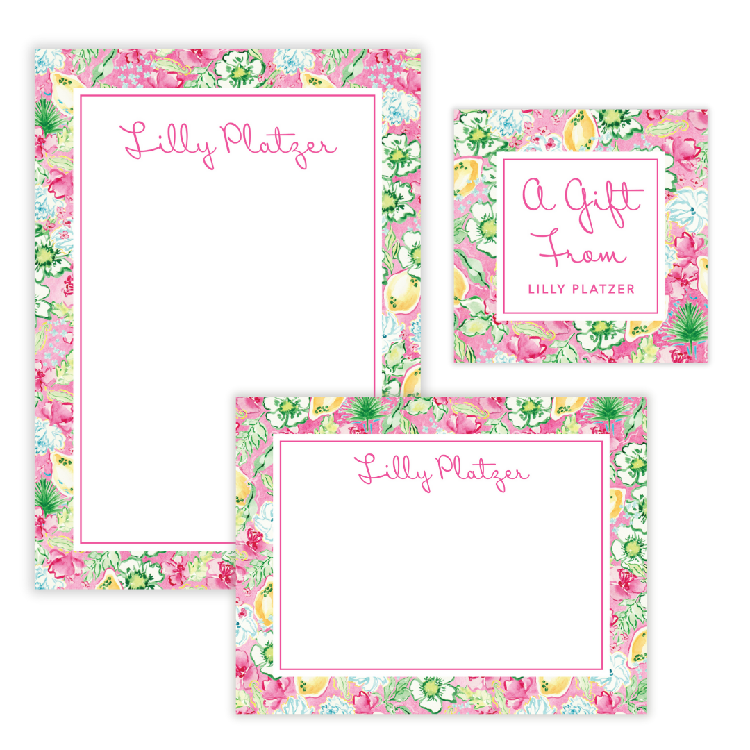 Build your own stationery gift set with personalized note cards, notepads, and gift tags.